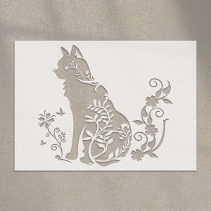 YOMDID 1 Cái Có Thể Tái Sử Dụng Họa Tiết Mèo Stencil DIY Động Vật Graffiti Trang Trí Thủ Công Bản Mẫu Hoa Tranh Trang Trí