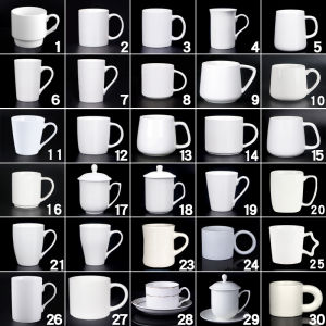 Modern White Ceramic Coffee Mug Customizable Logo Simple Home Use Milk Cup Gift Cup Trendy Design Universal All-Match Style