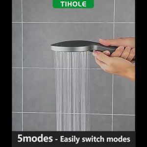 TIHOLE Pressurized Shower Head powerful High Pressure Showerhead Set Large Panel Wall shower 5 Mode big hand shower head Handheld rain shower bathing Bathroom Accessories shawer head set water heater kepala air hujan bilik mandi 花洒喷头