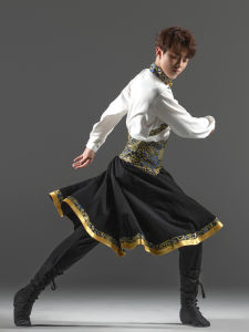 Tibetan Costume Adult Men Dance Performance Costume Minority Ethnic Stage Art Exam Clothing Practice Performance Set New Arrival