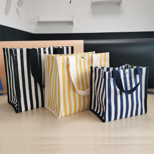 Large Capacity Blue and White Striped Tote Bag