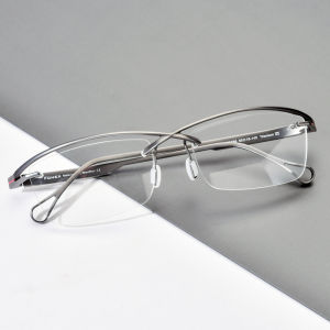 FONEX Titanium Glasses Frame Men Brand Design Semi-Rimless Square Eyeglasses Business Half-Rim Japanese High-Quality Ultralight Custom Myopia Optical Prescription Eyewear 85756