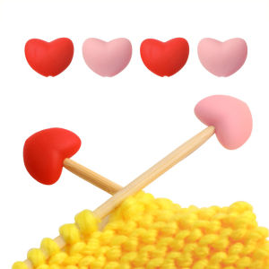 6pcs Knitting Needle Point Protectors Point Needle Stoppers Heart Shaped Stitches Stoppers Needle Caps Knitting Accessories