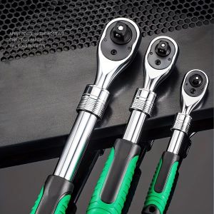 1/4,3/8,1/2 Inch Drive Socket Ratchet Wrench Extendable Handle Wrench 72-Tooth Quick-Release Reversible