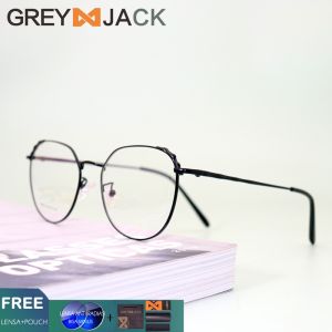 Grey Jack Frame Kacamata Antiradiasi Metal Korean Style Retro Oval Simple Fashion Pria & Wanita Terbaru 9463