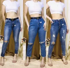 ONE ME#High Waist Straight Wide Leg FLOOR JEANS Denim Pants