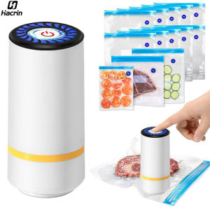Elecrtric Vacuum Sealer Pump Portable Handheld Vacuum Sealer Pump with Reusable Zipper Vacuum Bags BPA-Free Vacuum Packaging Bag
