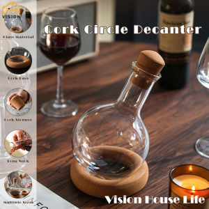 Vision 1000/2000ml Glass Wine Decanter with Cork base Round Ball Shape Wine Carafe with Cork stopper Whiskey Breather Carafe Wine Wake Up Pot Barware Tools