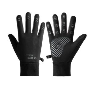 Autumn Winter Warm Fleece Lined Windproof Gloves for Men and Women Outdoor Riding and Driving Touch Screen Non Slip Thermal