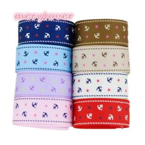 Hot Sale 7 Color (2 Meters/Lot) 1 (25mm) Grosgrain Ribbon Printed Sea Anchor Series Ribbon Gift Decoration Supplies Ribbons