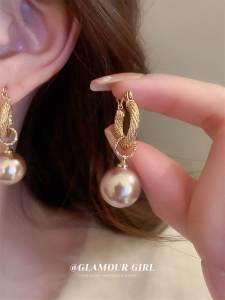 Outlets Outlets Withdraw from Cupboard Big Sale Leak-Picking French Large Pearl Earrings Outlets Womens Accessories Two