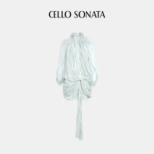 Cello Sonata | Wave Pattern Cape Style Mini Dress