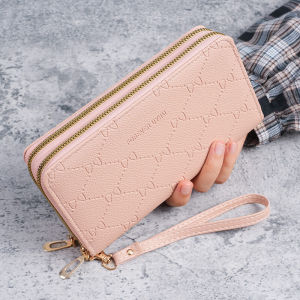 Luxurious Long Ladies Wallet Fashionable Large Capacity Double Zipper Handbag Mobile Phone Bag Soft PU Leather Card Slot