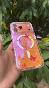 Cute Gradient Blue Light Bow Magnetic Phone Case For iPhone 18 Pro Max 16 Plus 17E Air 15 14 Luxury Shockproof Cover Women Girls