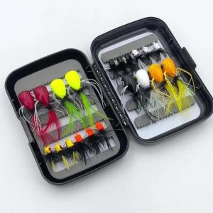 20pcs Popper Flies Kit Topwater Fly Fishing Lures Artificial Hardbait Floating Dry Flies Bugs Bass Trout Salmon Fishing Lures