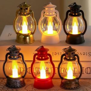 Vintage LED Night Light Portable Retro Small Oil Lamp Battery Powered Halloween Christmas Light Home Decoration Pony Lantern