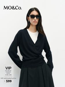 MO&Co. | Machine Washable V-Neck Wool Knit Cardigan