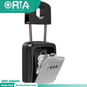 ORIA Key Lock Box Sturdy Key Storage Box with Adjustable Buckle 4 Digit Combination Lock Box for House Office Strongbox Gym