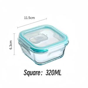 Rectangular Borosilicate Glass Lunch Box Microwave Oven Safe Airtight Food Storage Container Fresh Keeping Bowl for Home Office