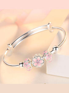 Vòng Tay Trẻ Em Phong Cách Hàn Quốc Hoa Anh Đào Dây Chuyền Trang Sức Bạc Mạ Cho Bé Gái Quà Tặng Sinh Nhật Cho Học Sinh