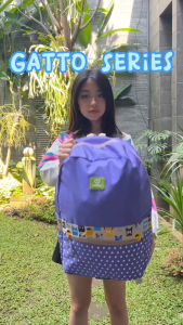 HERBIE Tas Ransel Backpack Sekolah Wanita GATTO Motif Polkadot Colorful Free Pencil Case