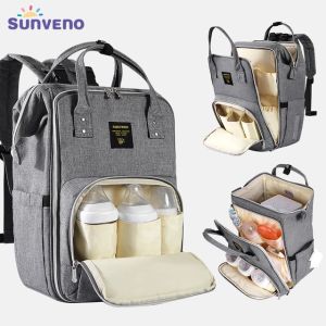 Sunveno Stylish Diaper Bag Mommy Backpack Multifunction Travel BackPack Maternity Baby Changing Bags Large Capacity Waterproof
