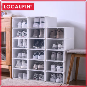 Locaupin Stackable Transparent Shoes Storage Cabinets Box Shoe Container Plastic Shoe Organization Home Storage