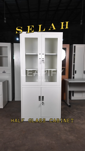 SELAH | Elegant Modern Glass Display Steel Cabinet by Leapify Steel- Heavy Duty for Office & Kitchen