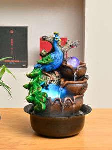 Modern Minimalist Desktop Waterfall Ornament Office Living Room Decorative Fountain Wealth Attracting Water Wheel Decor