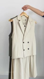 Yeppuoutfit Vanessa One Set | Vest Sleeveless and Skirt A Line Cotton Twill Trendy Chic Minimalis