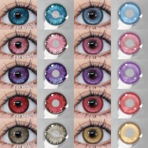 Kính Áp Tròng Thời Trang EYESHARE 1 Cặp Dùng Một Năm Chất Liệu HEMA Màu Tím Đỏ Hồng Mềm Mại Trang Điểm Làm Đẹp