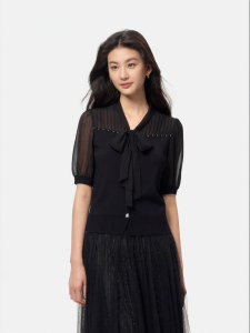 Koradior | Elegant Bow-collar Simple Breathable Knitted Pullover