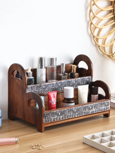Teak desktop storage rack cosmetics and condiments storage rack suitable for living room kitchen bedroom office bathroom