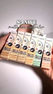 SANIYE 7 Warna Concealer Full Coverage Jerawat Dan Bekas Luka Merah dan Hijau Waterproof Wajah