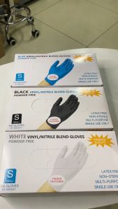 Hộp 100 Chiếc Găng Tay Cao Su Màu Đen Không Bột Vinyl/Nitrile Blend Gloves Phun Xăm Thẩm Mỹ - Black Vinyl/Nitrile