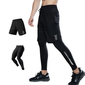 Autumn Men 2 in 1 Running Pants Training Basketball Legging Fitness Sweatpant Elasticity Jogging Trousers
