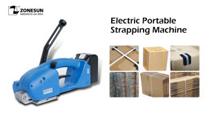 ZONESUN ZS-PSJDH16 Handheld Electric Strapping Machine Battery Powered Pallet Banding Tool Automatic Friction Hot Melt Sealer Sealing Machine for 13-16mm PET PP Plastic Banding Straps with Charger