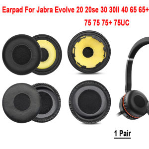 1Pair Leather Ear Pads Cushion Cover Earpads Replacement for Jabra Evolve 20 20se 30 30II 40 65 65+ 75 uc ms Headset