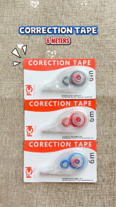 FCI Correction Tape 6m in 3 color variants | Compact Smooth & Clean Non-Toxic Correction Tape Suitable for School Student Office Supplies Use