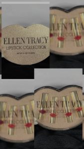 Ellen Tracy Lipstick Collection Set Of 4 in Lip Shaped Box Gold NEW