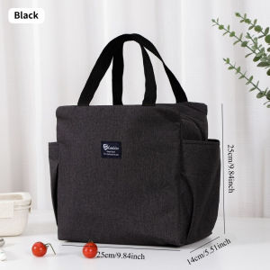 Waterproof Insulated Lunch Tote Bag with Side Pocket Reusable Thermal Cooler Bag for Work School Durable Lunch Box Carrier