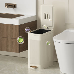 Stainless steel dustbin with lid 5L/10/15L advanced sense with aromatherapy slit pedal-type dustbin suitable for living room bedroom bathroom