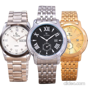 Jam Tangan Pria Keren Original Saint Costie Rantai Tanggal Kalender SC 5510 Silver black