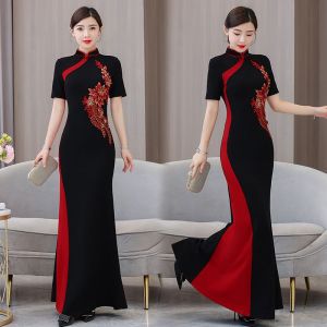 2025 chinese traditional dress cheongsam national flower embroidery improved qipao oriental wedding banquet evening dress qipao