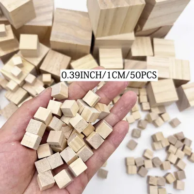 6 Sizes Unfinished Wooden Cubes Natural Blank Wood Square Blocks for DIY Project Crafting Home Decor Art Supplies