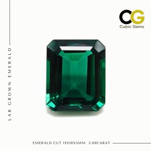 LAB GROWN EMERALD - EMERALD CUT 12X10x5MM - 5.00 CARAT TEMPAH FOR CINCIN  EMAS 916 GOLD SILVER RING