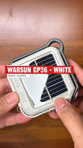 WARSUN CP36 | White | Camping Light | 1000LM | Adjustable LED | Rechargeable | Solar Panel Waterproof Compact & Durable