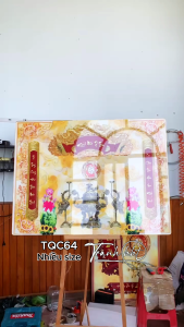 Tranh treo tường phòng thờ câu đối ý nghĩ kính tổ tiên tráng gương Khung tranh cửu huyền thất tổ TQC64