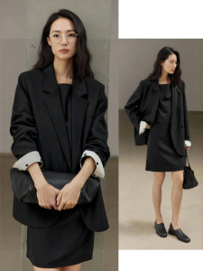 epoque de rueen | Contrast Color High-Grade Notched Lapel Wool Suit & Dress