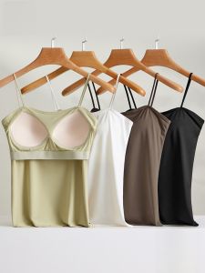 Miiow | Womens Integrated Knitted Camisole Vest With Chest Pad 2024 New Style Base Layer Underwear Bra Two-In-One Strap Design
